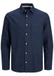Thumbnail Chemise marine unie coupe regular avec col français et poche plaquée poitrine