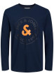 Thumbnail Pyjama Long marine fantaisie coupe fermée avec col rond et logo imprimé poitrine