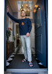 Thumbnail Pyjama Long marine fantaisie coupe fermée avec col rond et logo imprimé poitrine - Image 3