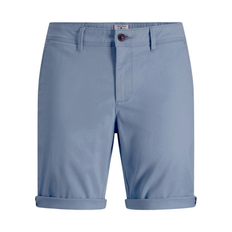 Short Chino bowie en coton bleu uni avec une...