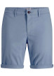 Thumbnail Short Chino bowie en coton bleu uni avec une coupe droite et un ourlet aux cuisses