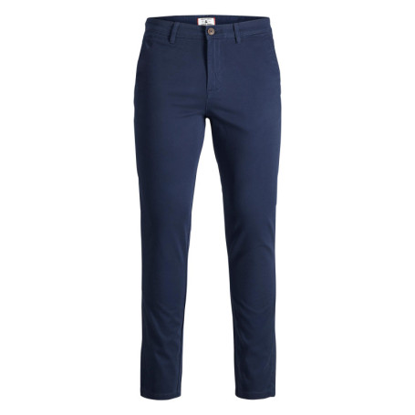 Pantalon Chino en coton marine uni coupe slim...