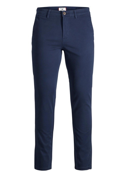 Pantalon Chino en coton marine uni coupe slim...