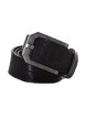 Thumbnail Ceinture en cuir noire unie avec une boucle en métal effet rouillé