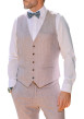 Thumbnail Veste blazer complet rose unie coupe ajustée avec un col cubain - Image 2
