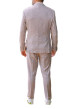 Thumbnail Veste blazer complet rose unie coupe ajustée avec un col cubain - Image 3