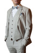 Thumbnail Blazer beige uni coupe ajustée avec un col cubain et des poches latérales - Image 2