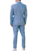 Thumbnail Blazer bleu uni coupe ajustée col cubain et des manches longues - Image 2