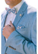 Thumbnail Blazer bleu uni coupe ajustée col cubain et des manches longues - Image 3