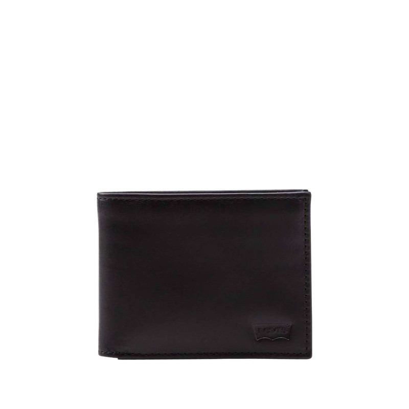 Levi's® Acc. - Portefeuille En Cuir Noir Uni Avec Nom Et Logo De La Marque Inscrit Dessus - Noir