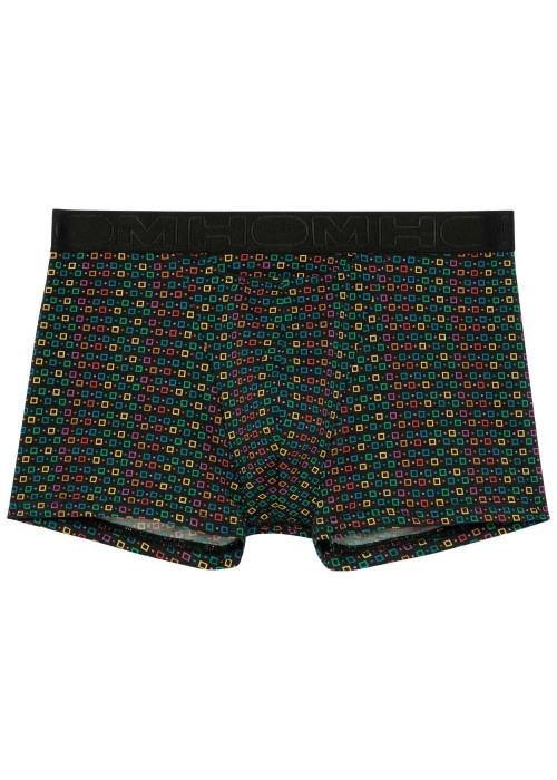 Boxer noir imprimé géométrique à coupe fermée et ceinture élastiquée