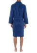 Thumbnail Peignoir en coton bleu uni avec une coupe droite et un col châle - Image 2