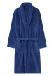 Thumbnail Peignoir en coton bleu uni avec une coupe droite et un col châle - Image 3