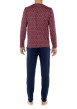 Thumbnail Pyjama long en coton marine fleuri avec une coupe fermée et un col v - Image 2