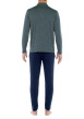 Thumbnail Pyjama long en coton marine imprimé géométrique coupe droite col camp - Image 2