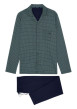 Thumbnail Pyjama long en coton marine imprimé géométrique coupe droite col camp - Image 3
