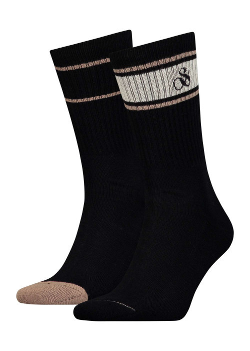 Lot de 2 paires de chaussettes hautes en coton mélangé noires unies