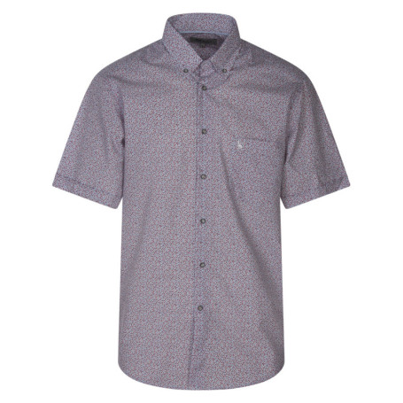 Chemise rouge fleurie avec une coupe droite et...