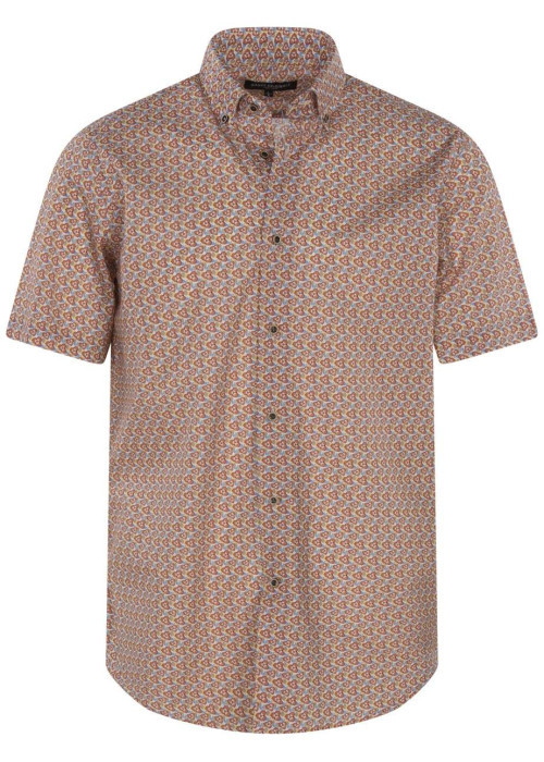 Chemise en coton orange avec une coupe droite et un col américain