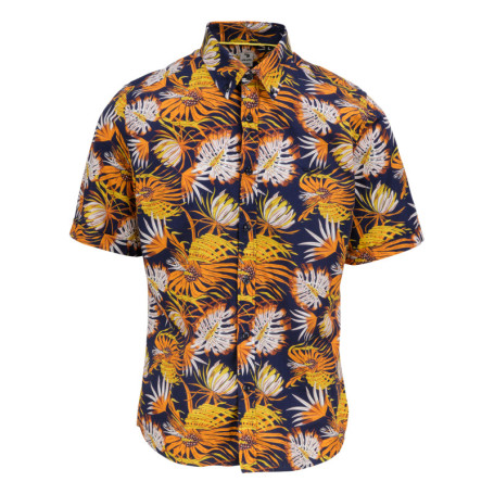 Chemise marine en coton imprimée de palmes...