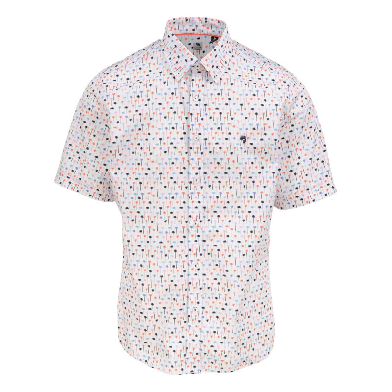 J & Joy - Chemise Blanche En Coton Imprimée Coupe Ajustée Et à Manches Courtes - Blanche