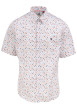 Thumbnail Chemise blanche en coton imprimée coupe ajustée et à manches courtes