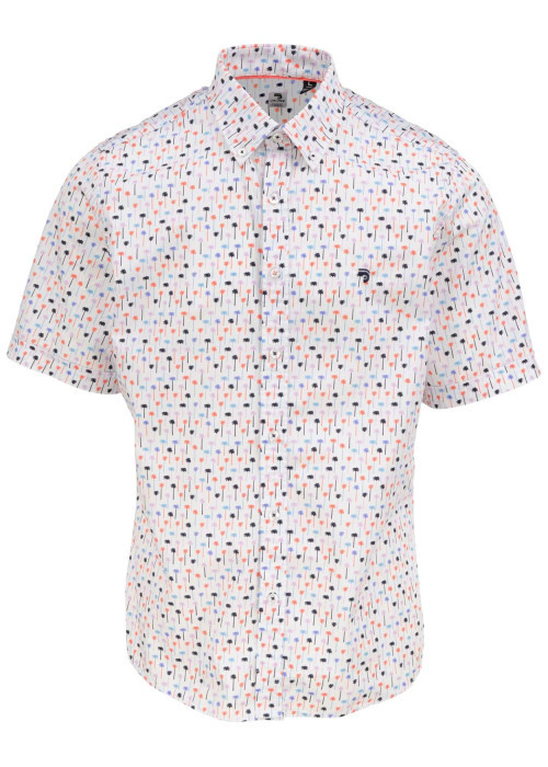 Chemise blanche en coton imprimée coupe ajustée et à manches courtes