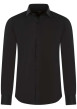 Thumbnail Chemise noire unie à coupe ajustée col italien et à manches longues