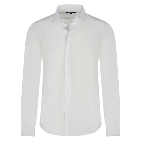 Chemise blanche unie à coupe ajustée col...