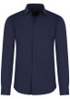 Thumbnail Chemise marine unie à coupe ajustée col italien et à manches longues