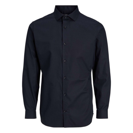 Chemise en coton noire unie avec un col italien...