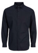 Thumbnail Chemise en coton noire unie avec un col italien et une coupe slim