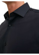 Thumbnail Chemise en coton noire unie avec un col italien et une coupe slim - Image 6