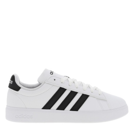 Baskets basses simili cuir blanc avec bandes...