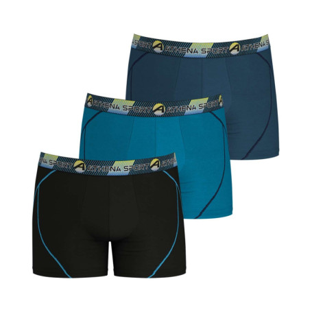 Lot de 3 Boxers en coton bleu unis avec une...