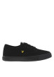 Thumbnail Baskets basses en toile noire à semelle noire vulcanisée et lacets ton sur ton