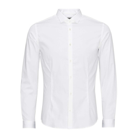 Chemise blanche unie à coupe ajustée col...