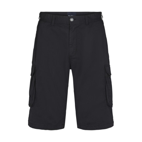 Short Cargo long en coton noir uni stretch et à...