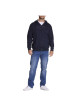 Thumbnail Cardigan zippé à capuche uni marine en coton et 2 poches latérales - Image 3