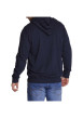 Thumbnail Cardigan zippé à capuche uni marine en coton et 2 poches latérales - Image 5