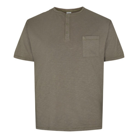 T-shirt en coton de jersey flammé kaki uni col...