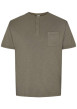 Thumbnail T-shirt en coton de jersey flammé kaki uni col tunisien et à manches courtes