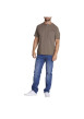 Thumbnail T-shirt en coton de jersey flammé kaki uni col tunisien et à manches courtes - Image 3
