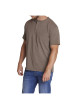 Thumbnail T-shirt en coton de jersey flammé kaki uni col tunisien et à manches courtes - Image 5