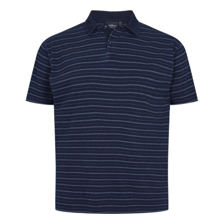 Polo en coton marine rayé col uni à 2 boutons...