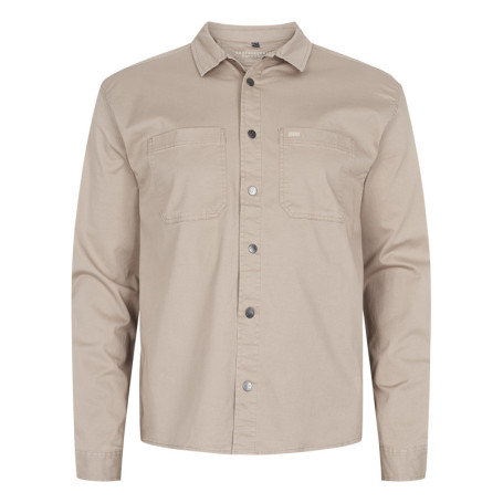 Surchemise en coton beige unie col italien et à...