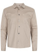 Thumbnail Surchemise en coton beige unie col italien et à manches longues