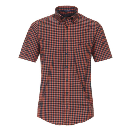 Chemise en coton brique et marine à carreaux...