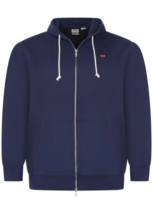 Cardigan zippé Levi's® en coton marine uni avec une coupe droite