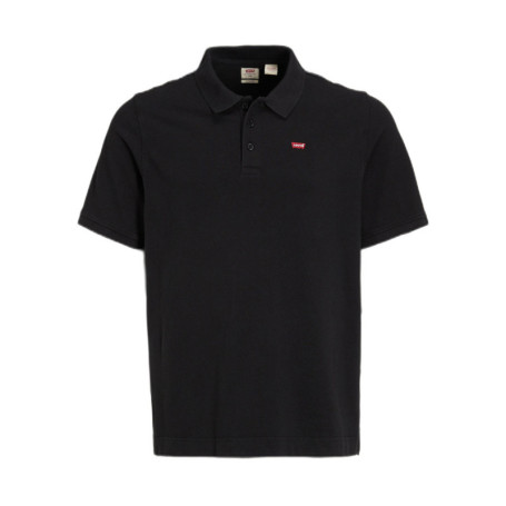 Polo en maille piquée de coton noir uni à col...